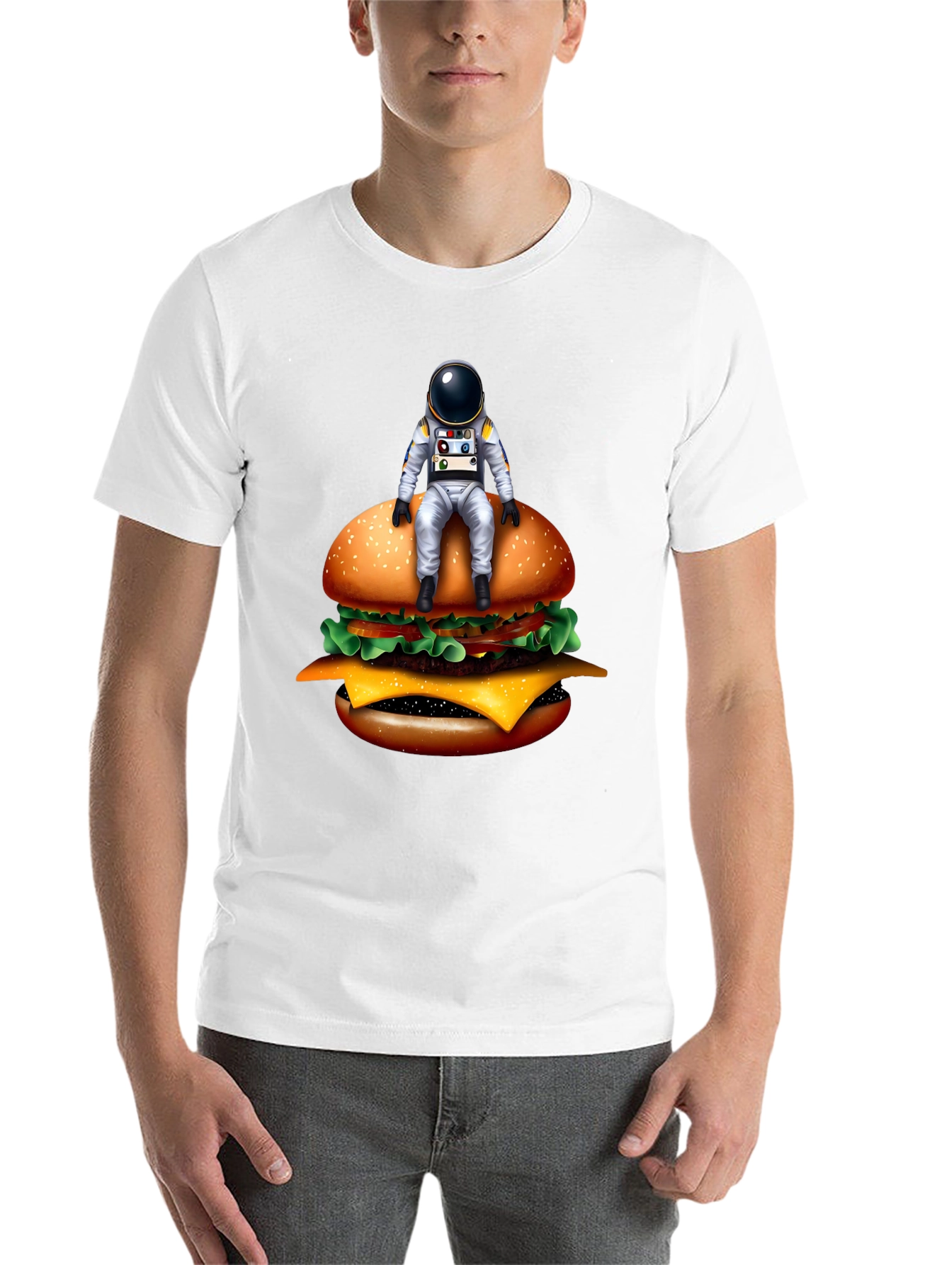 Black Astronaut Burger T-Shirt - Unisex Graphic Tee view 14