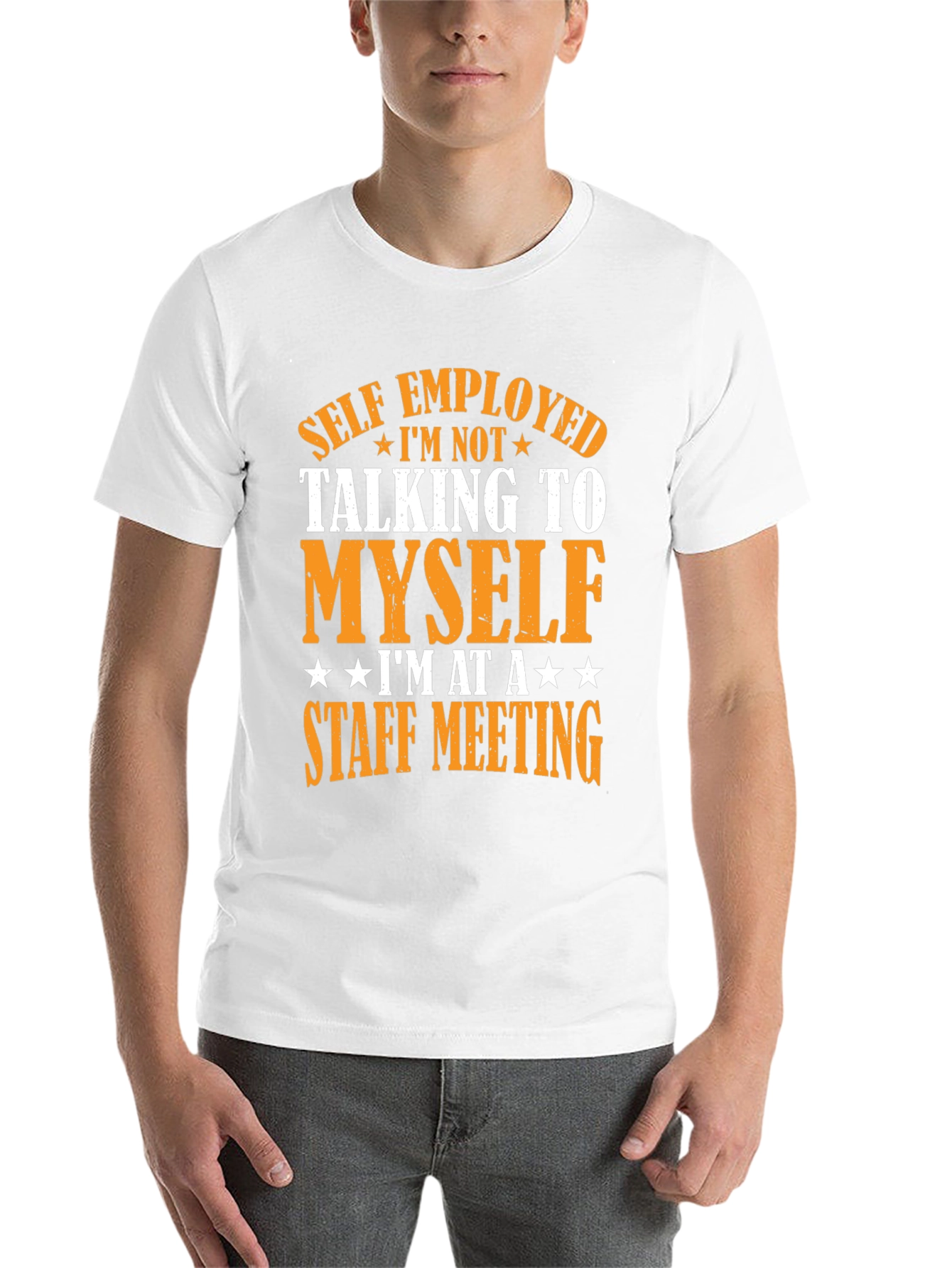 Black Self Employed Staff Meeting T-Shirt - Funny Novelty Tee view 14
