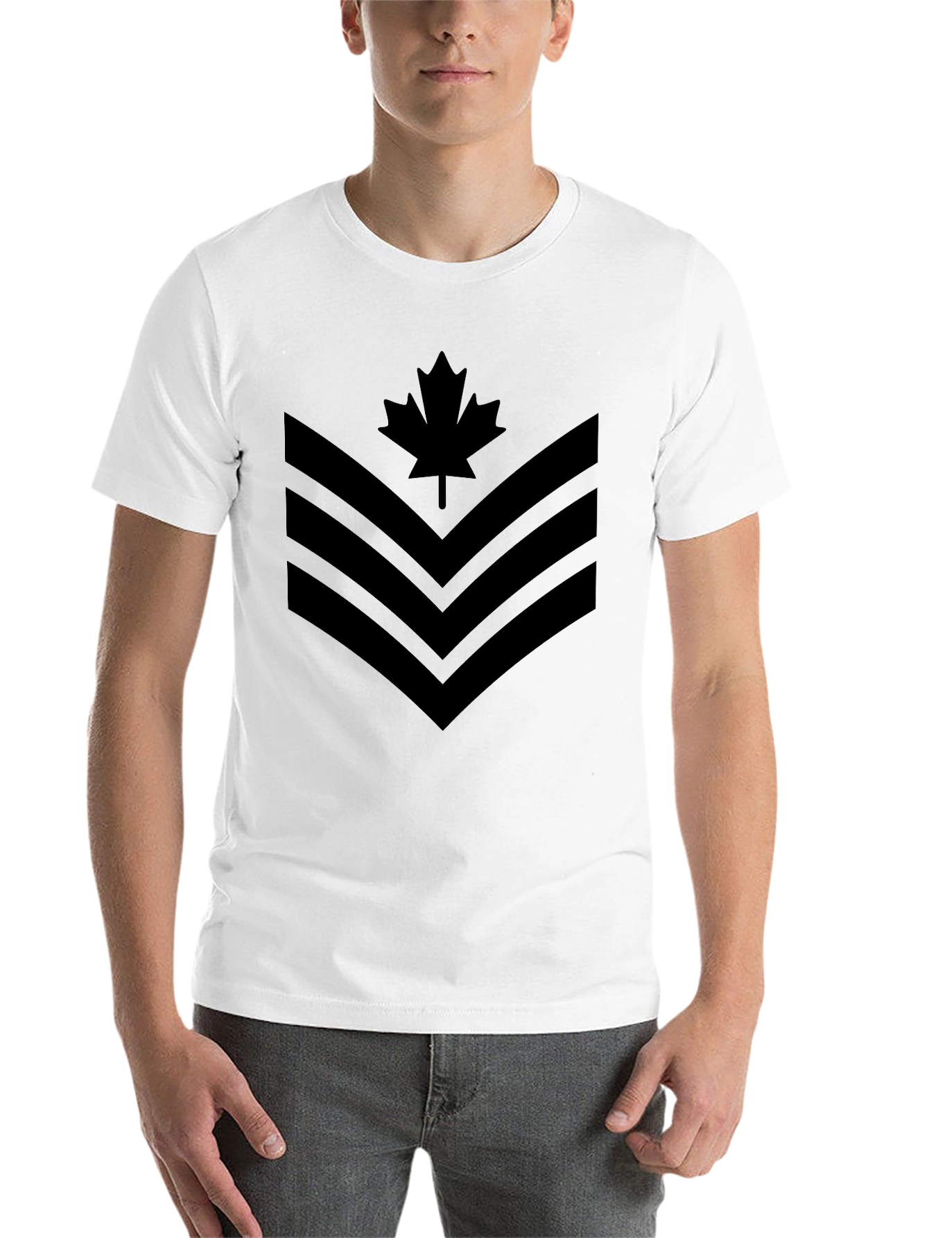 Black Canadian Maple Leaf Chevron Graphic T-Shirt view 14