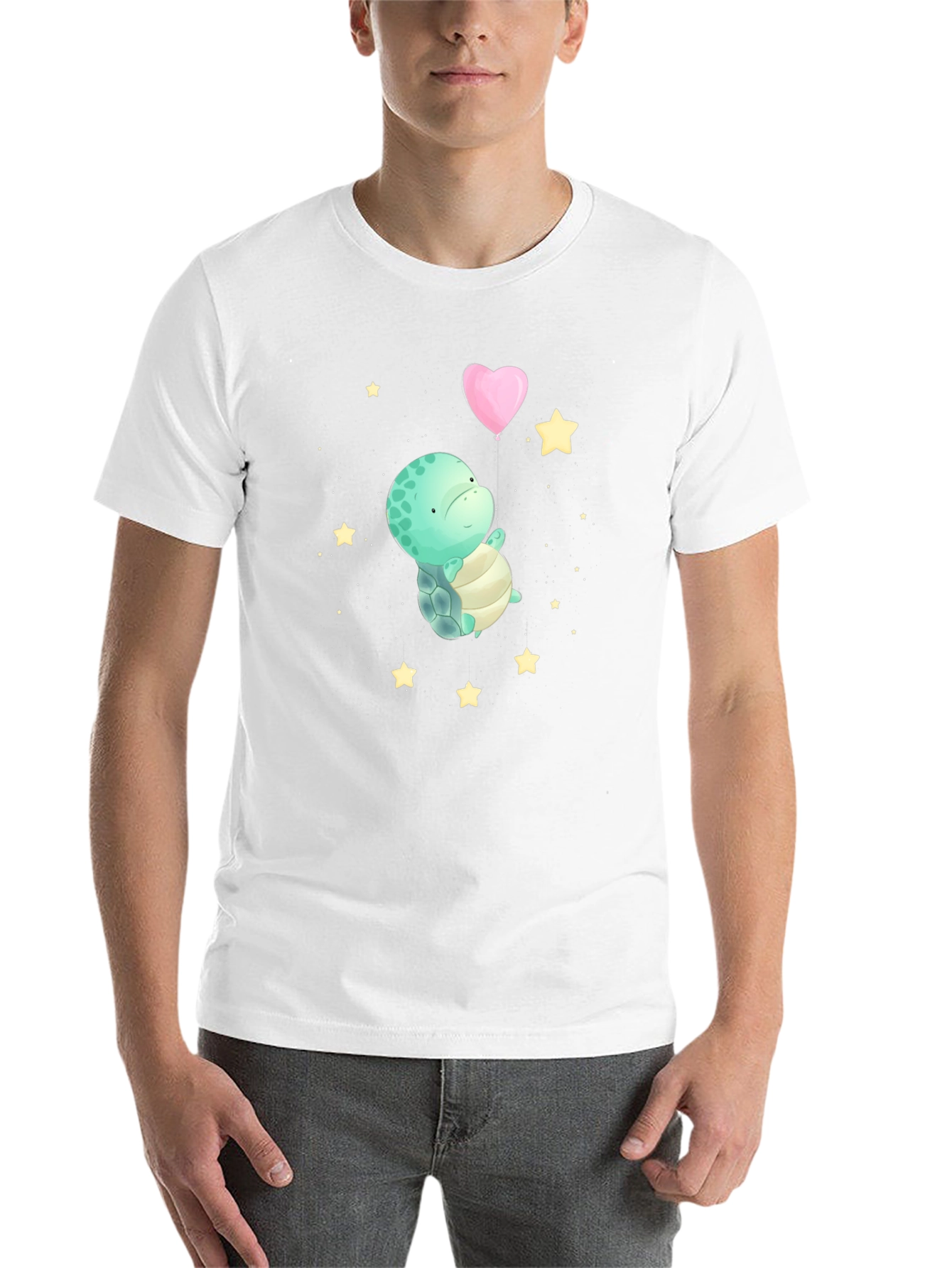 Black Cute Turtle Heart Balloon Graphic T-Shirt view 14