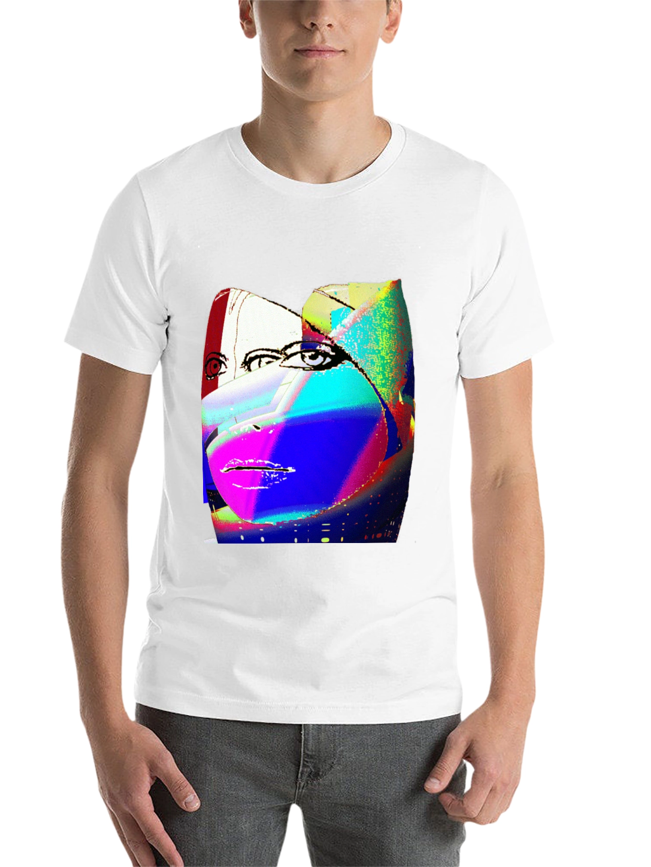 Black Abstract Face Graphic Black Tee view 14