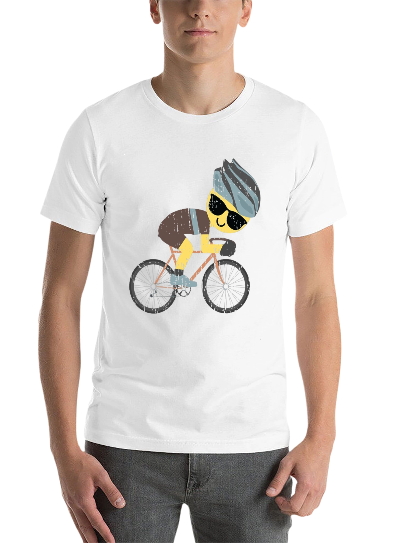 Black Funny Cyclist Graphic T-Shirt - Black view 14