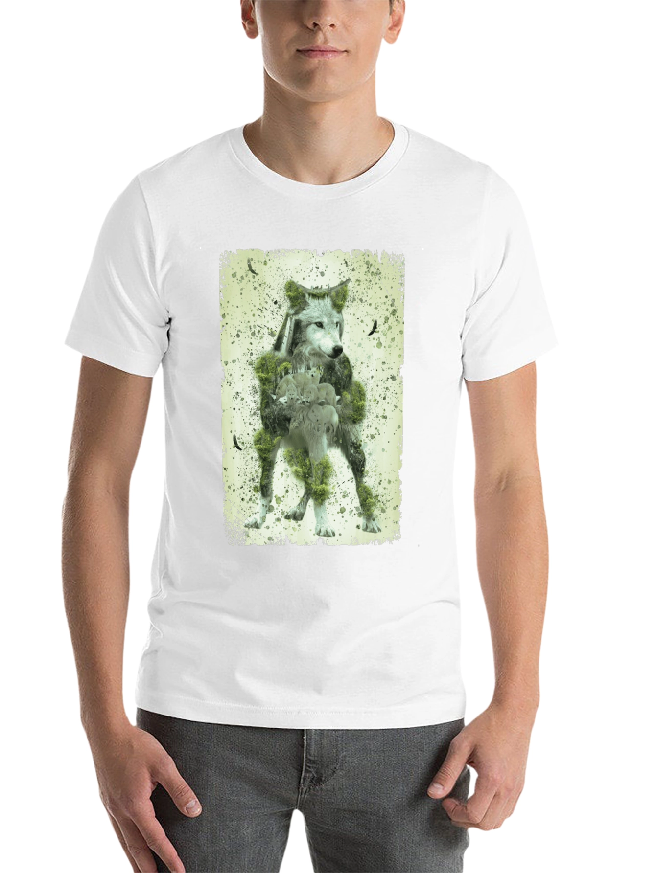 Wolf Forest Graphic T-Shirt - Nature Design Tee - 14