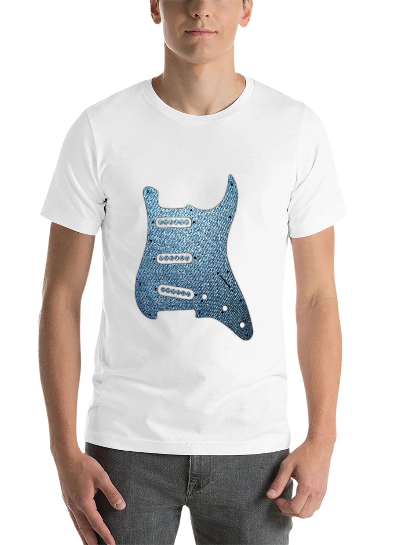 Black Guitar Pickguard Denim T-Shirt view 14