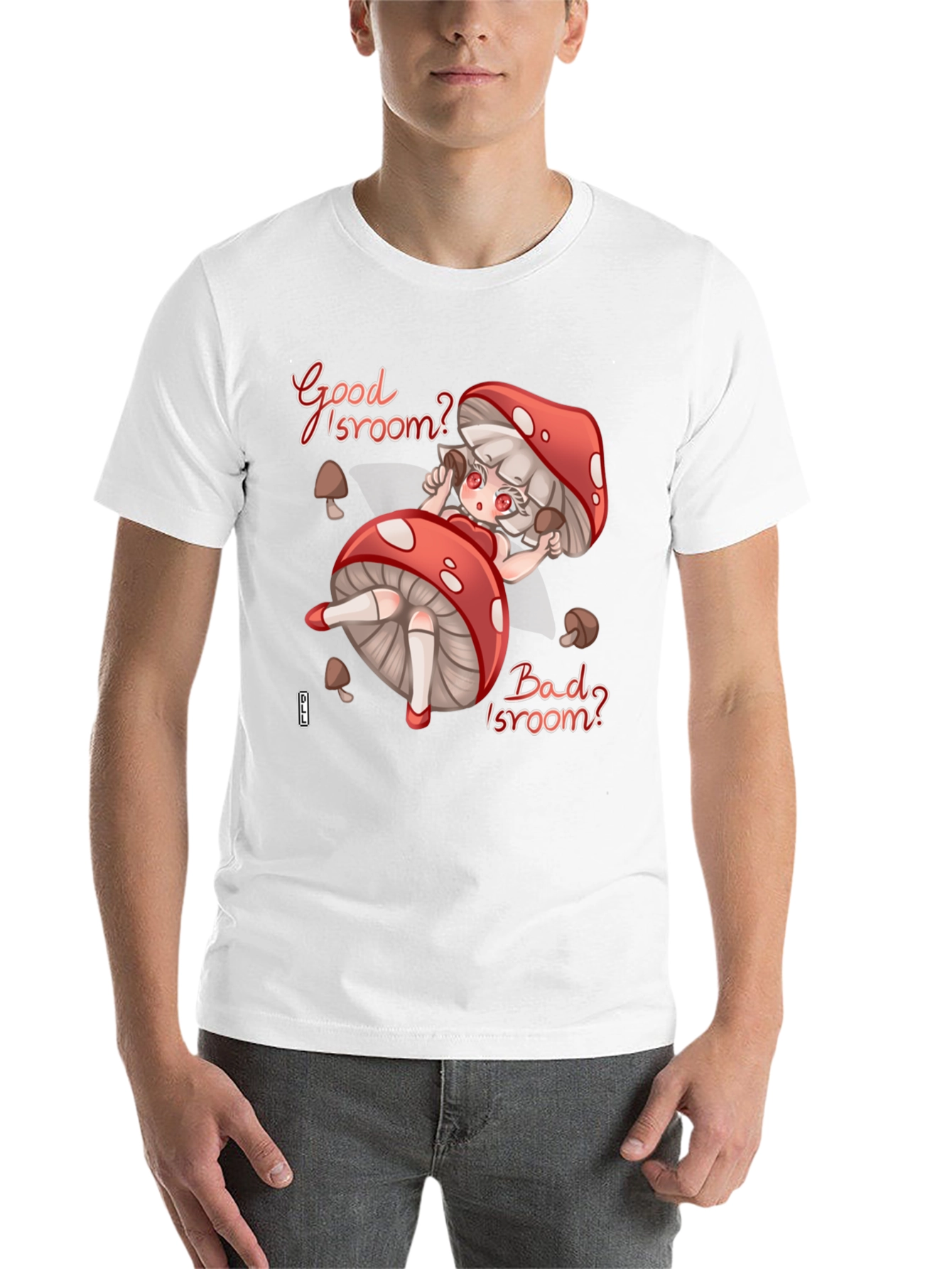 Black Good Isroom? T-Shirt - Funny Mushroom Girl Tee view 14