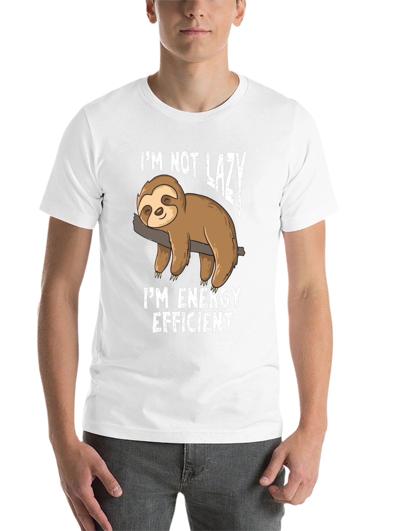 Black Funny Sloth Energy Efficient Graphic T-Shirt view 14