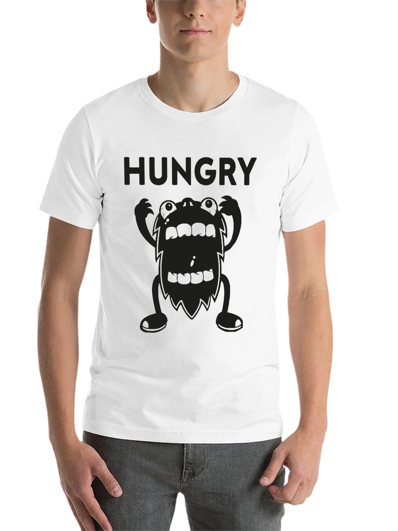 Black Hungry Monster Graphic Black T-Shirt view 14