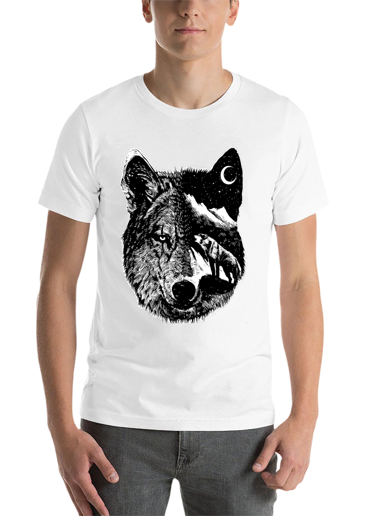 Black Wolf Moon Graphic Tee - Black view 14
