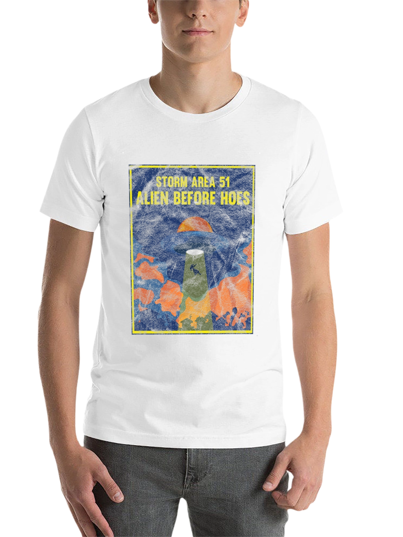 Black Storm Area 51 Alien Before Hoes Graphic T-Shirt view 14