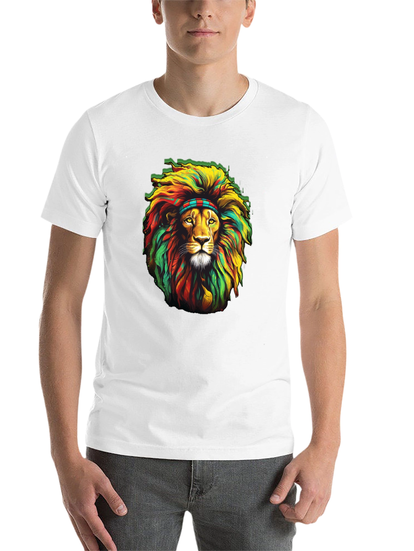 Black Rasta Lion Graphic T-Shirt - Black view 14