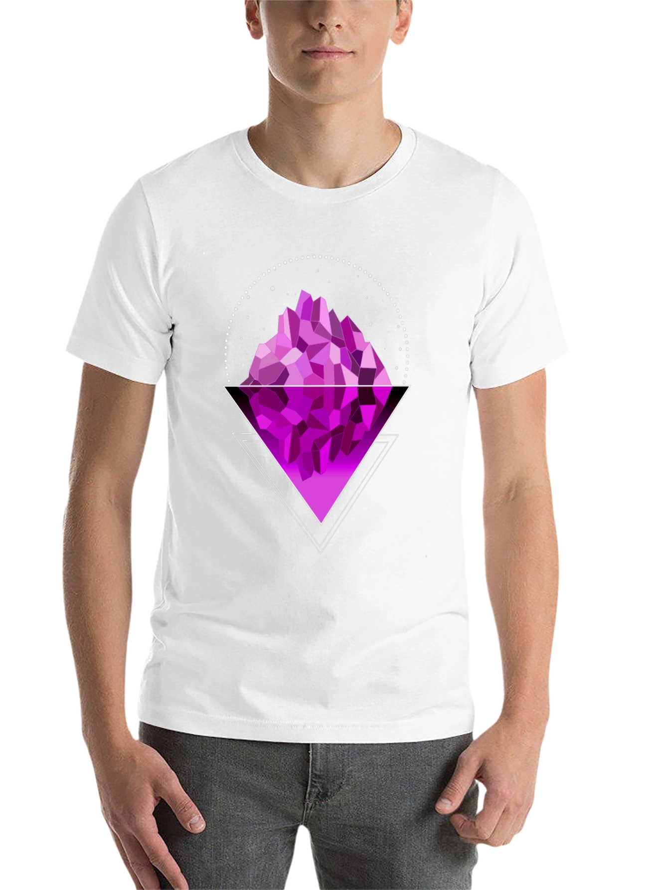 Black Geometric Purple Mountain Graphic T-Shirt view 14