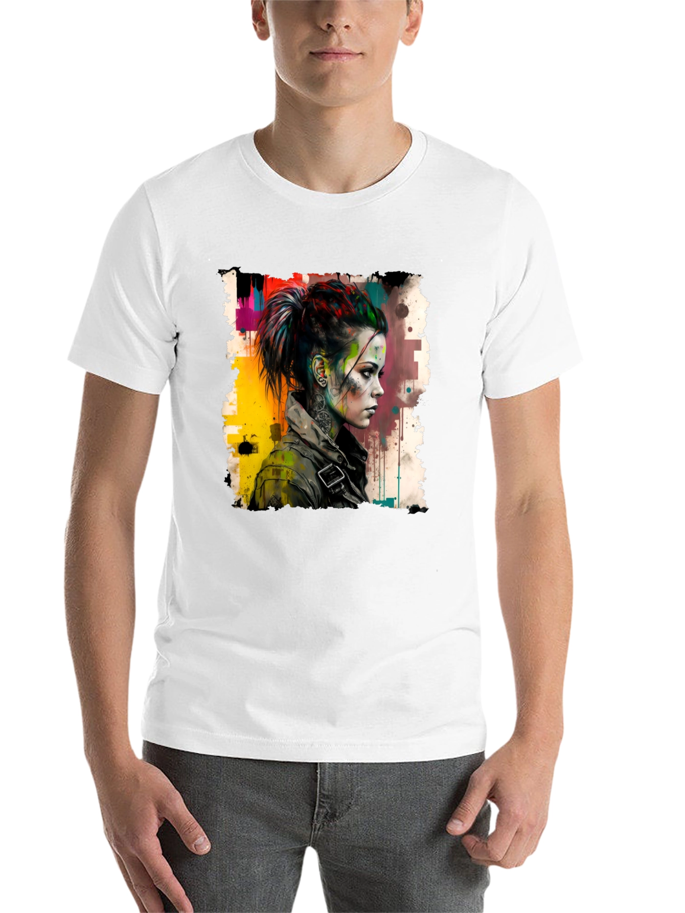 Black Edgy Watercolor Woman Graphic Tee view 14