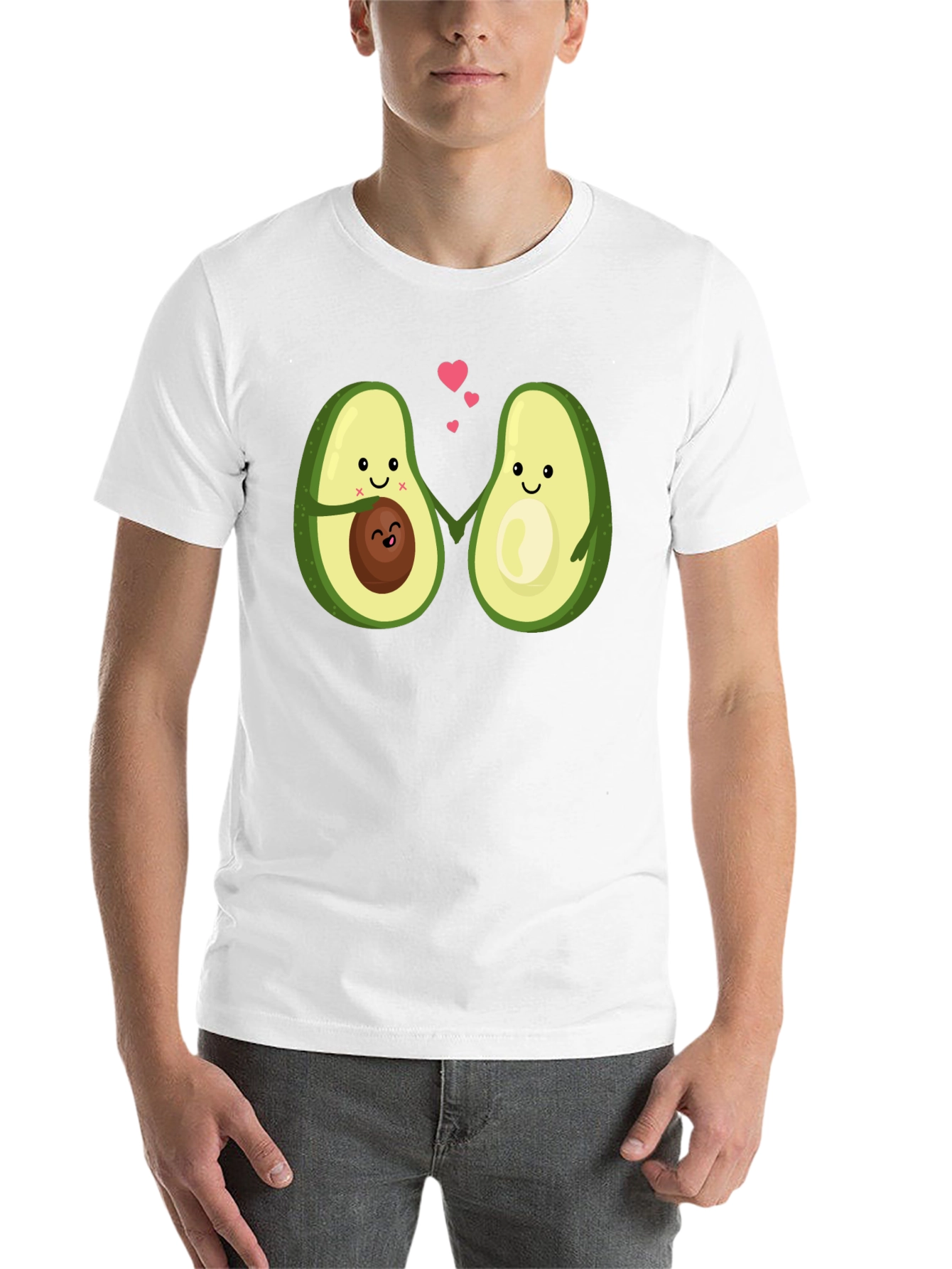 Black Cute Avocado Couple Black T-Shirt view 14