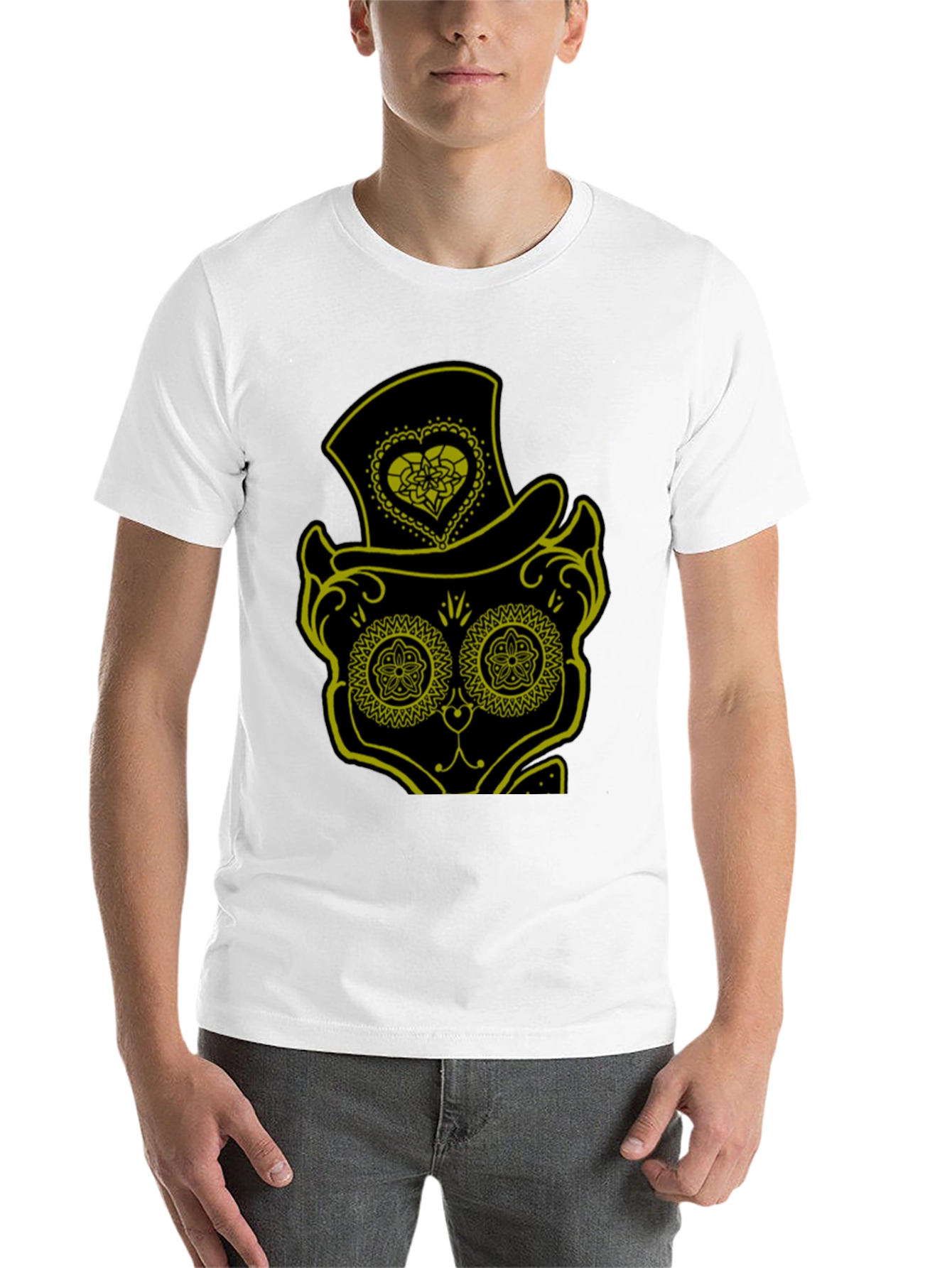 Black Sugar Skull Cat Tee - Men's Black T-Shirt view 14