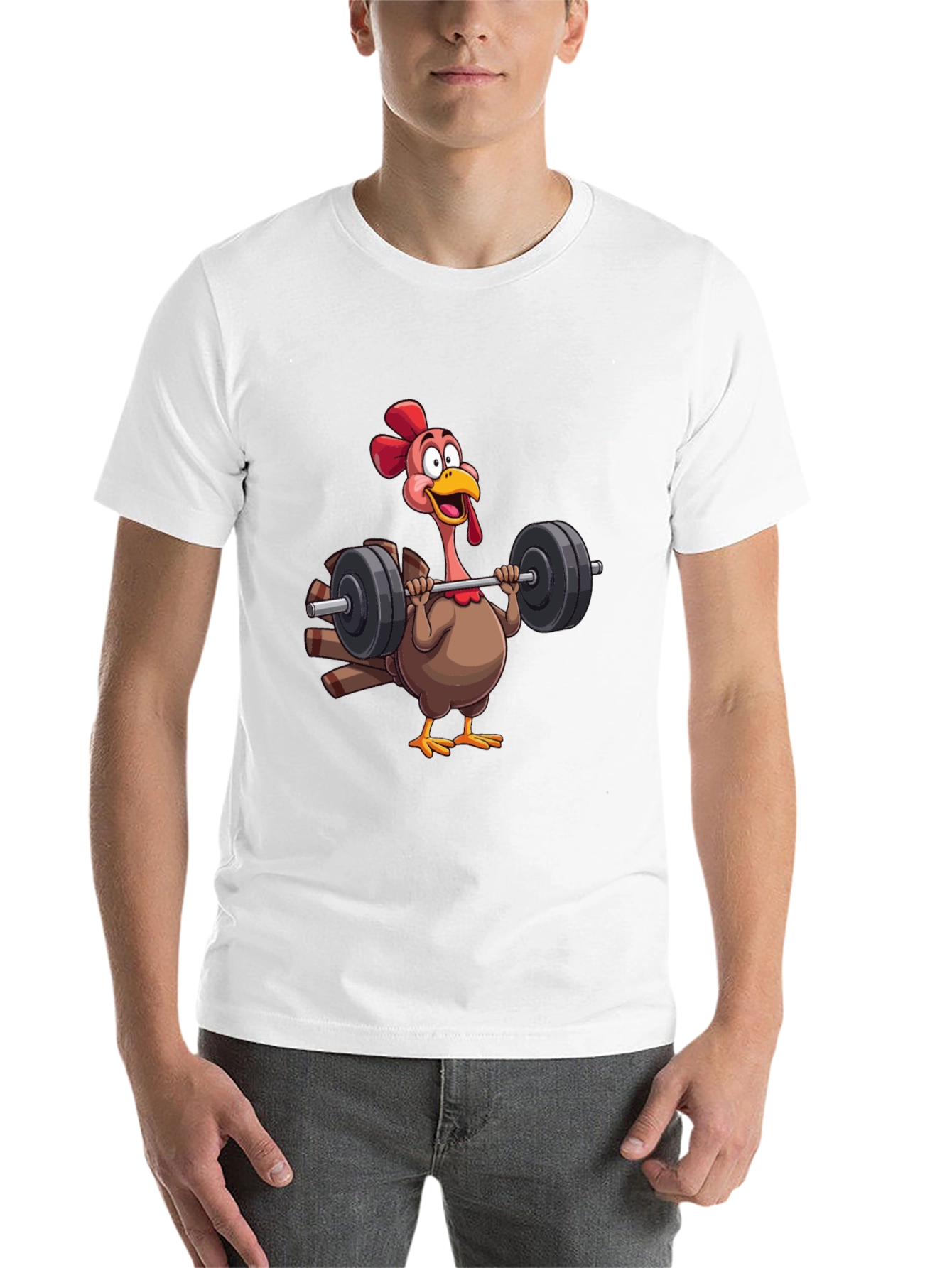 Black Funny Turkey Lifting Weights Black T-Shirt view 14