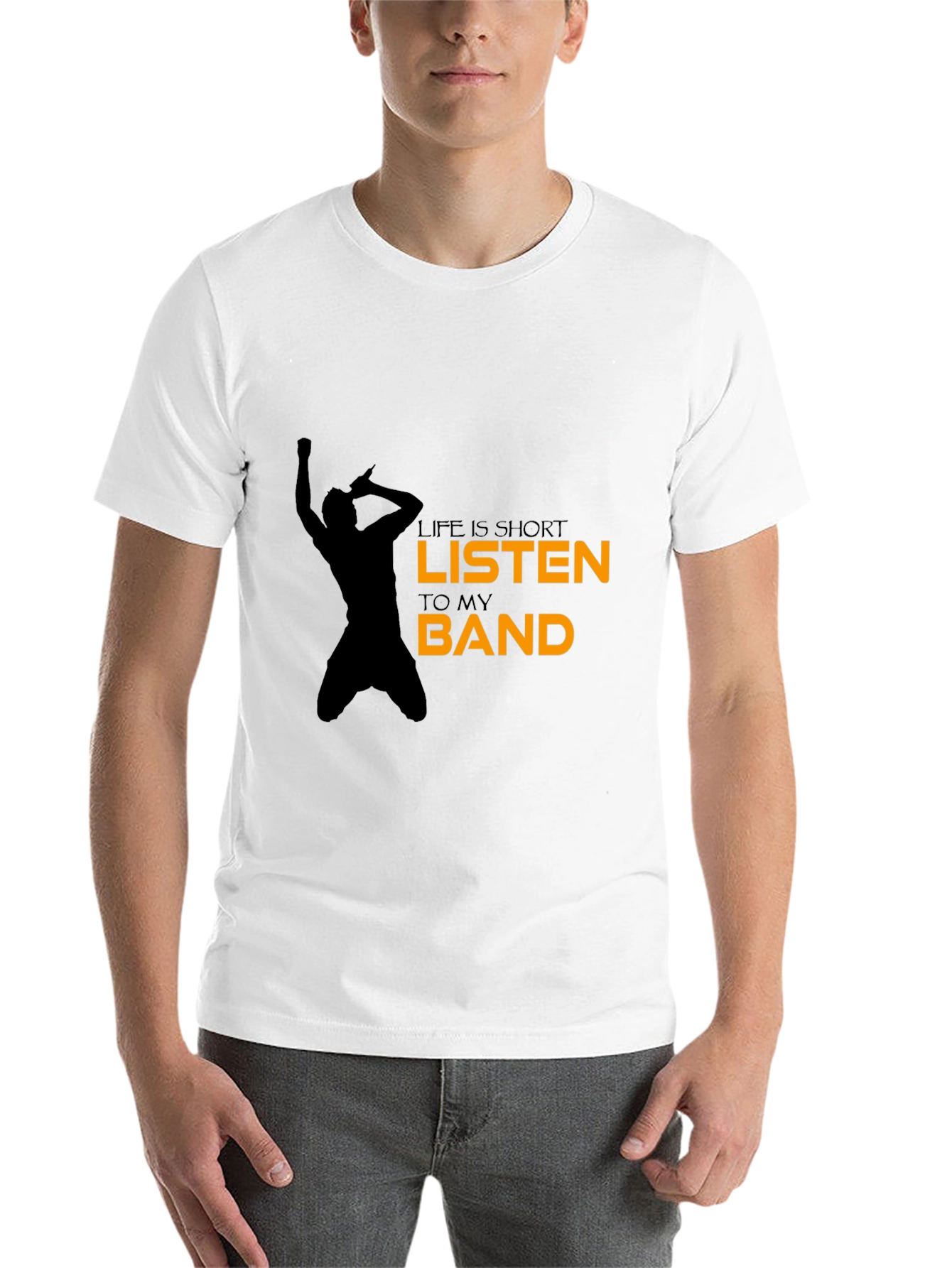 Black Life Is Short Listen to My Band Black T-Shirt view 14