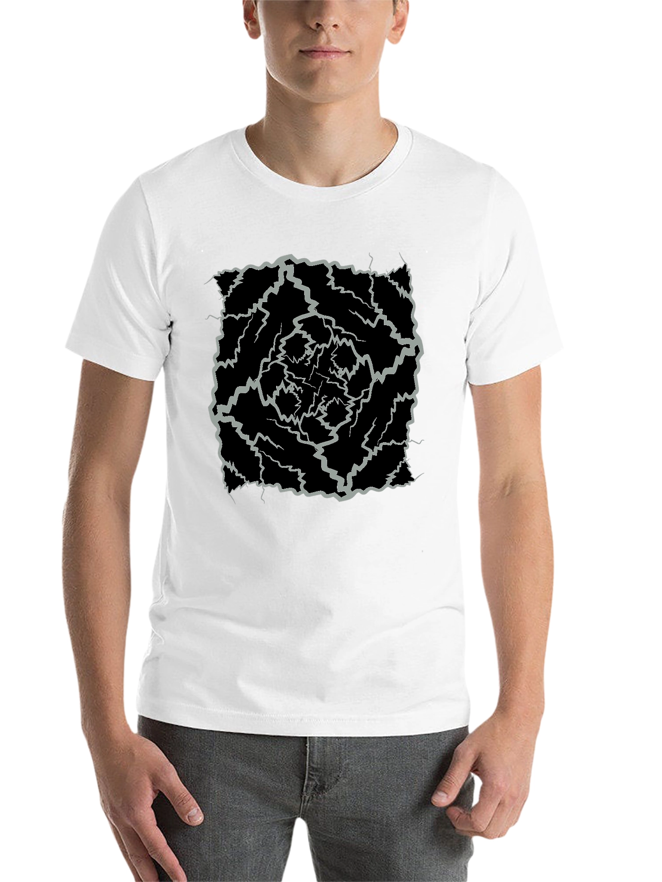 Black Abstract Lightning Bolt Graphic Black Tee view 14