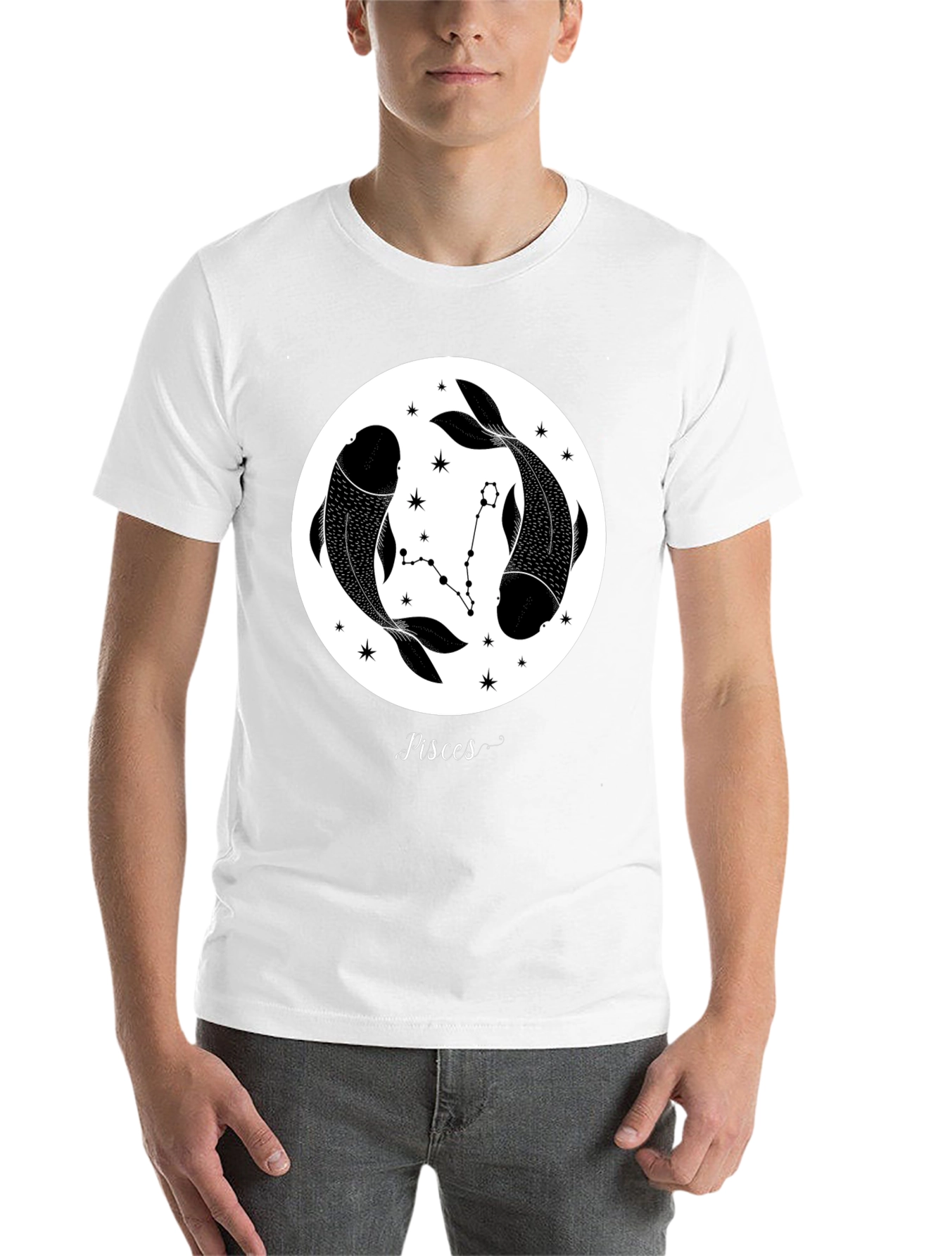 Black Pisces Zodiac Black Graphic Tee view 14