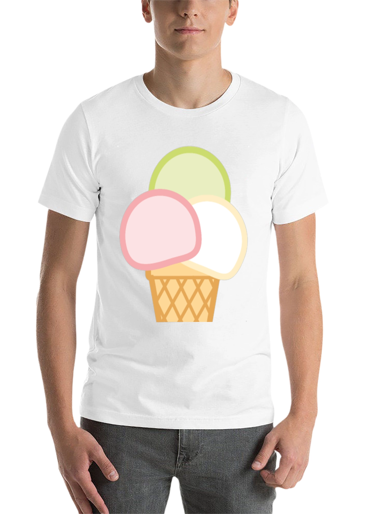 Black Ice Cream Scoop Graphic Tee - Casual Cotton T-Shirt view 14
