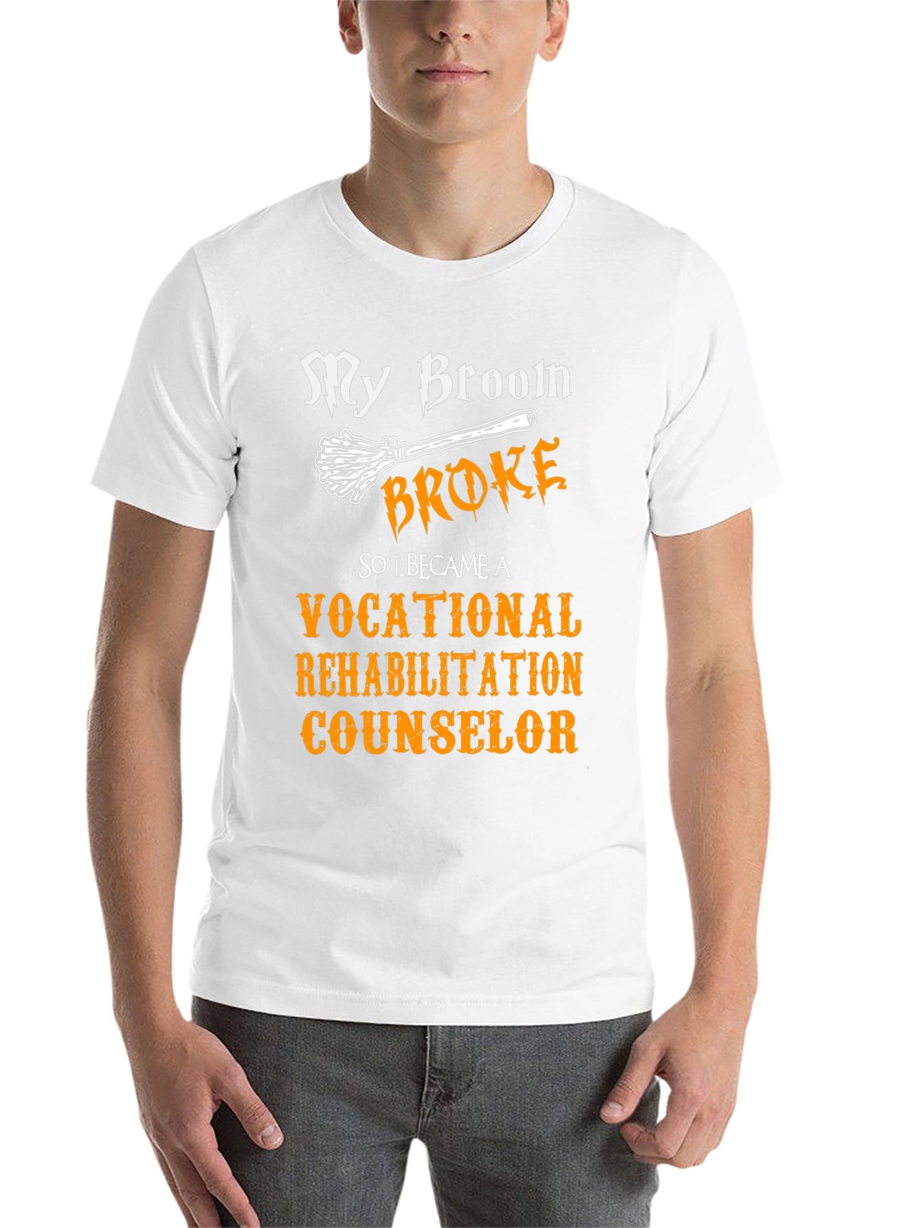 Black My Broom Broke Vocational Rehabilitation Counselor T-Shirt view 14