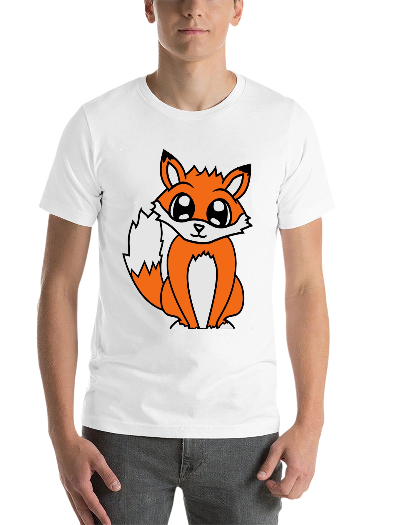 Black Cute Cartoon Fox Graphic T-Shirt - Black view 14