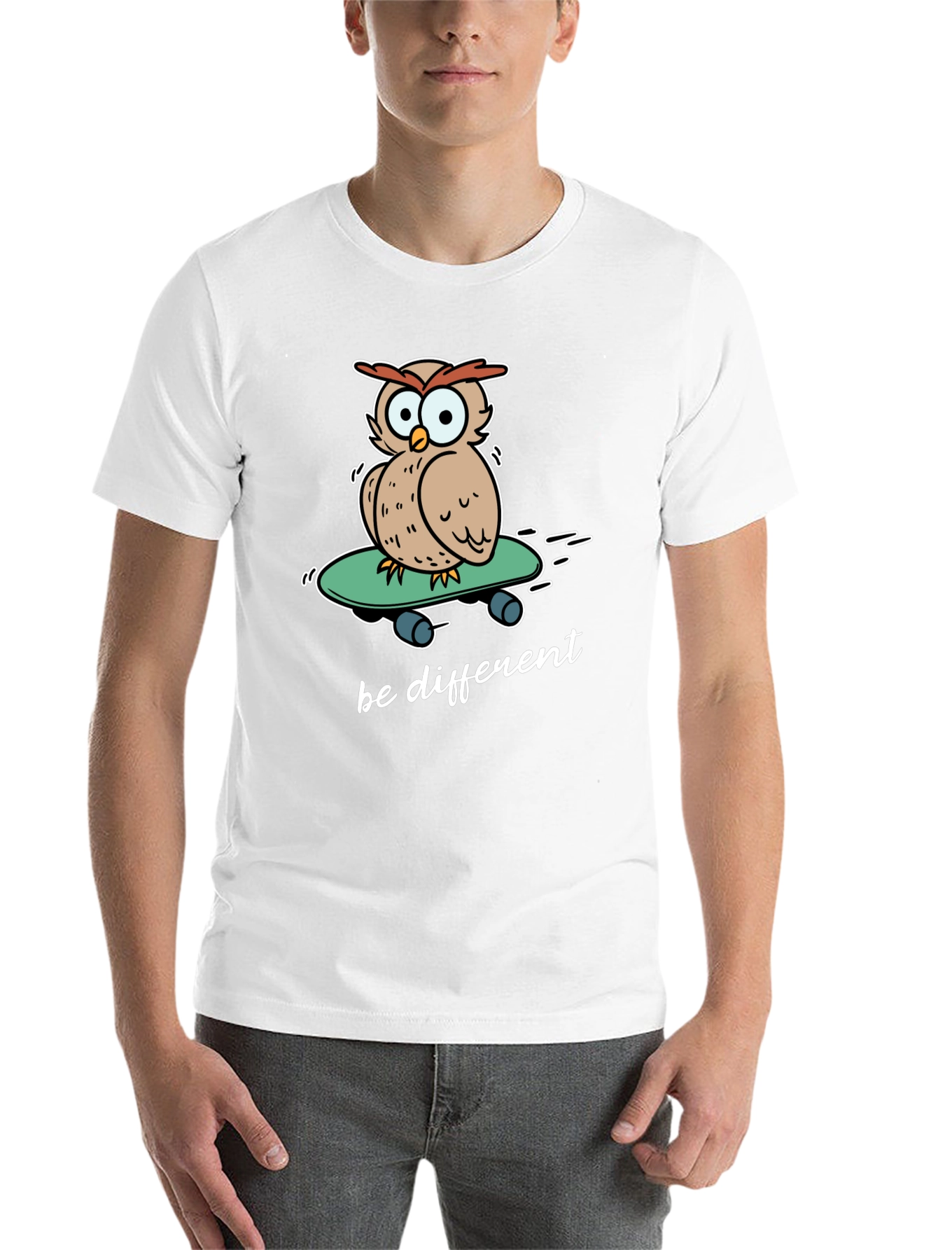 Black Unique Owl Skateboard Graphic T-Shirt - Be Different! view 14