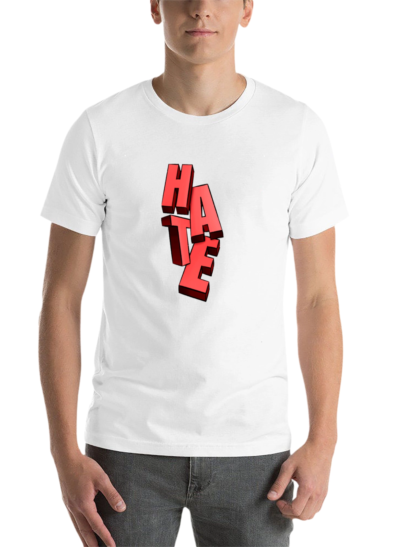 Black Bold "HATE" Graphic Tee - Edgy Statement Shirt view 14