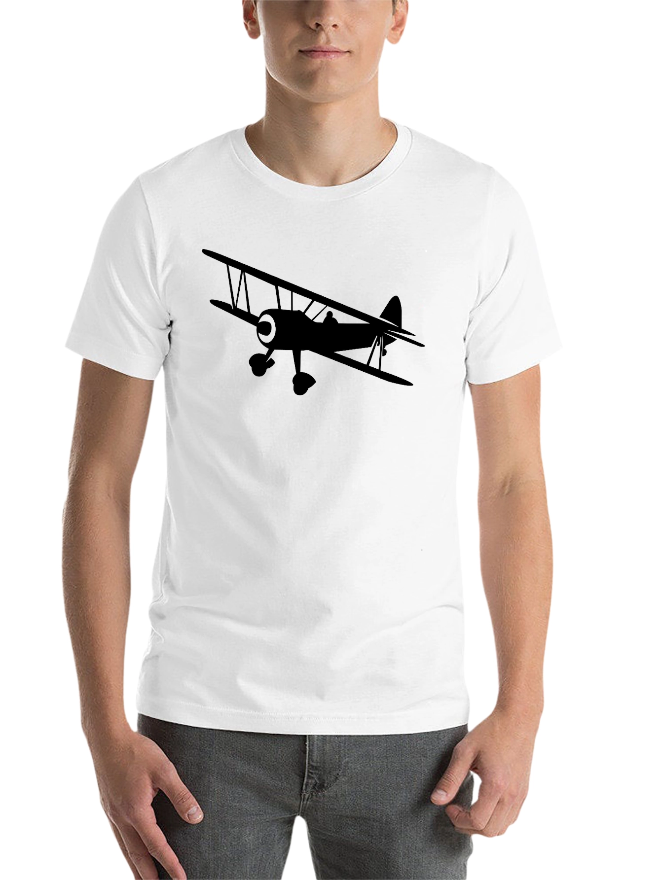Black Biplane Graphic Tee - Vintage Airplane T-Shirt view 14