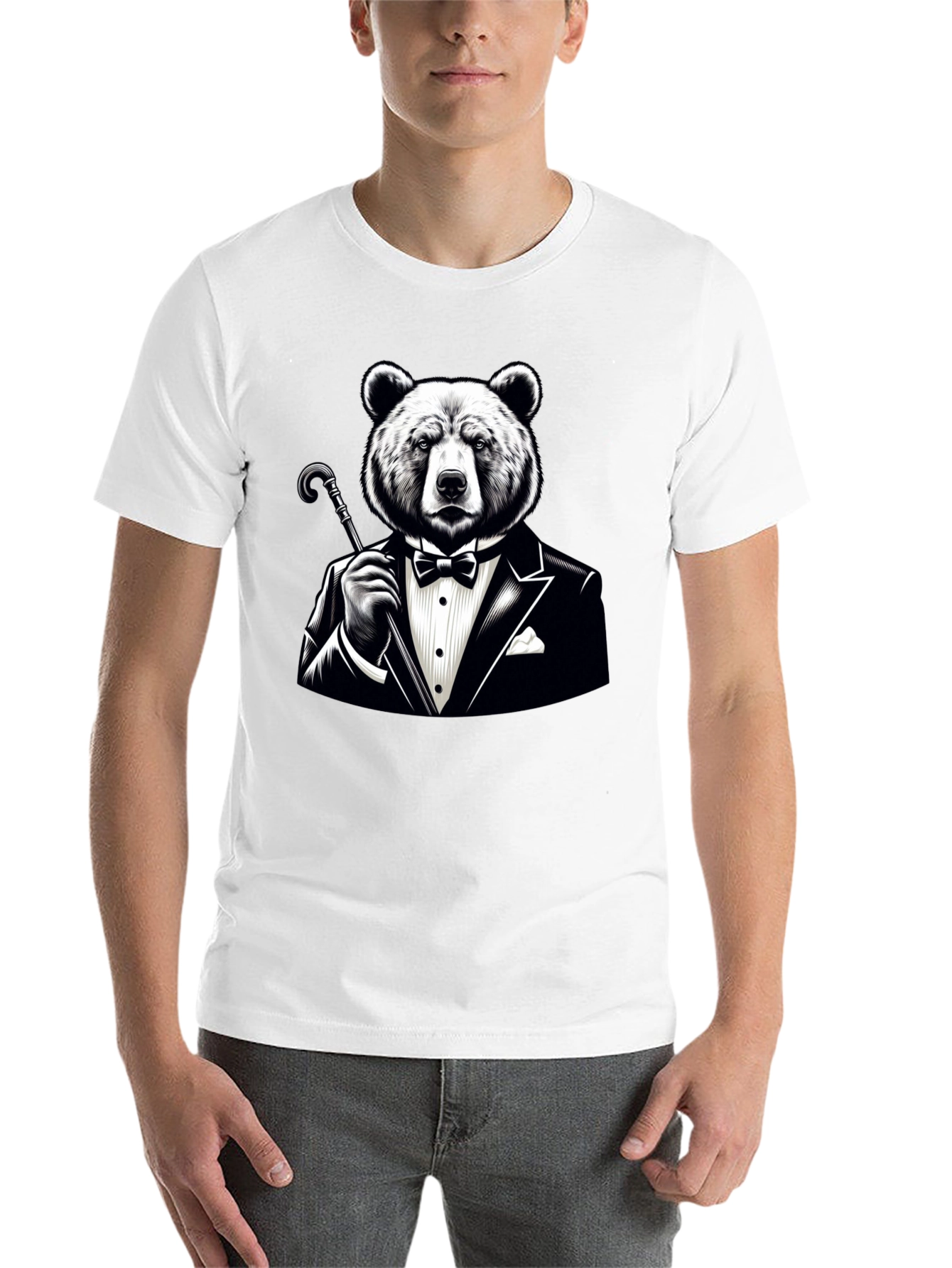 Black Bear in Tuxedo Graphic T-Shirt - Stylish Novelty Tee view 14