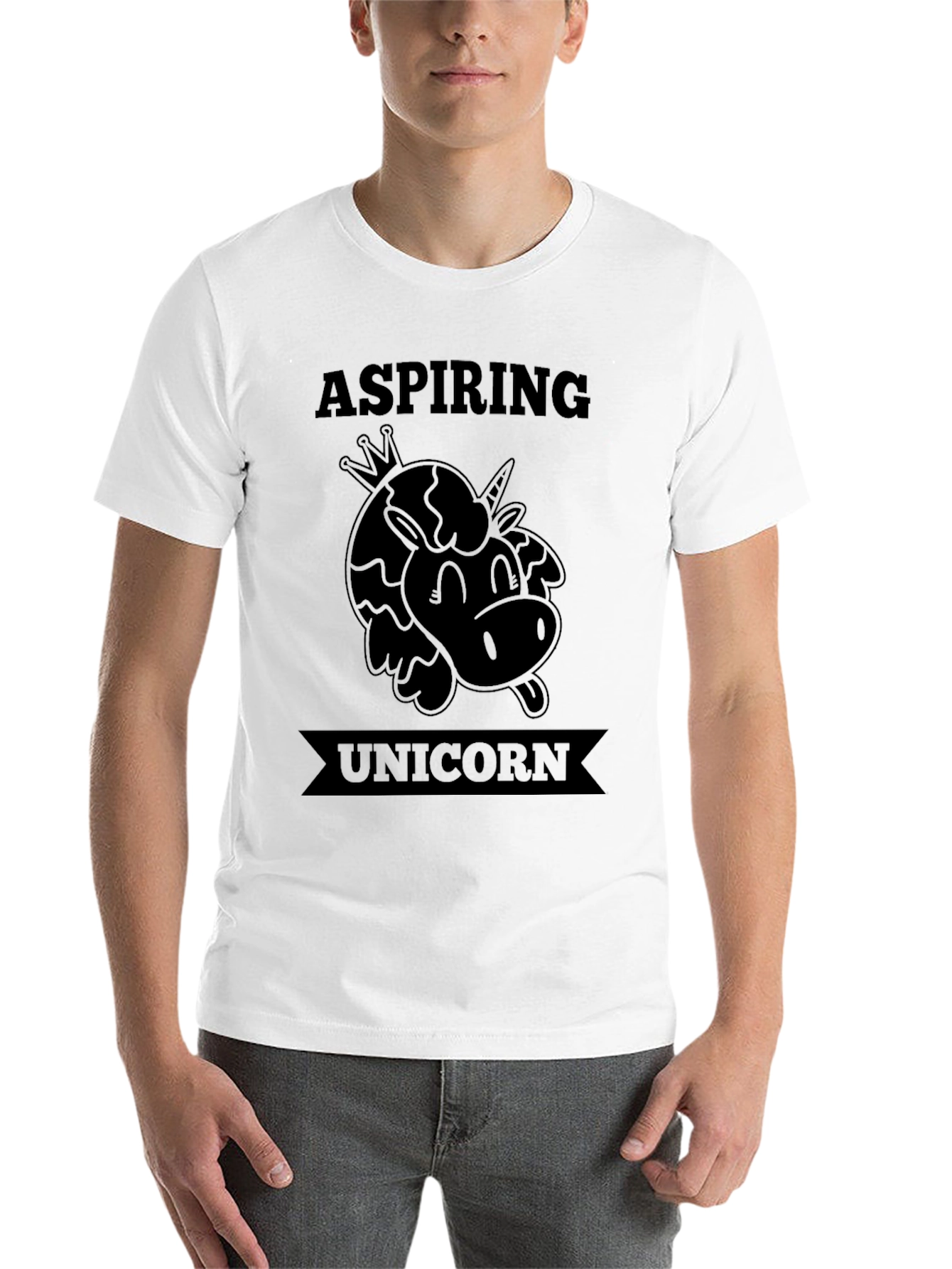 Black Aspiring Unicorn Black T-Shirt - Novelty Tee view 14
