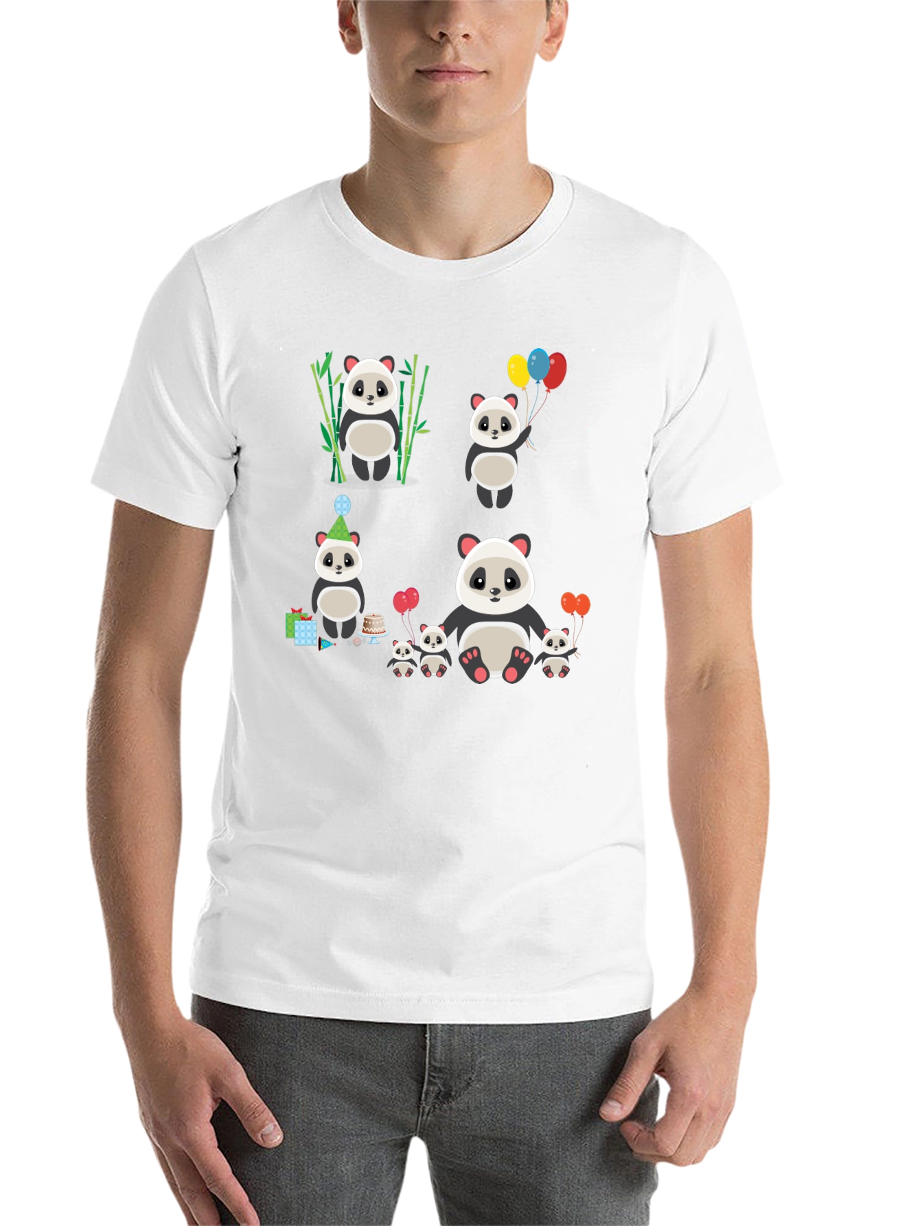 Black Cute Panda Family T-Shirt view 14