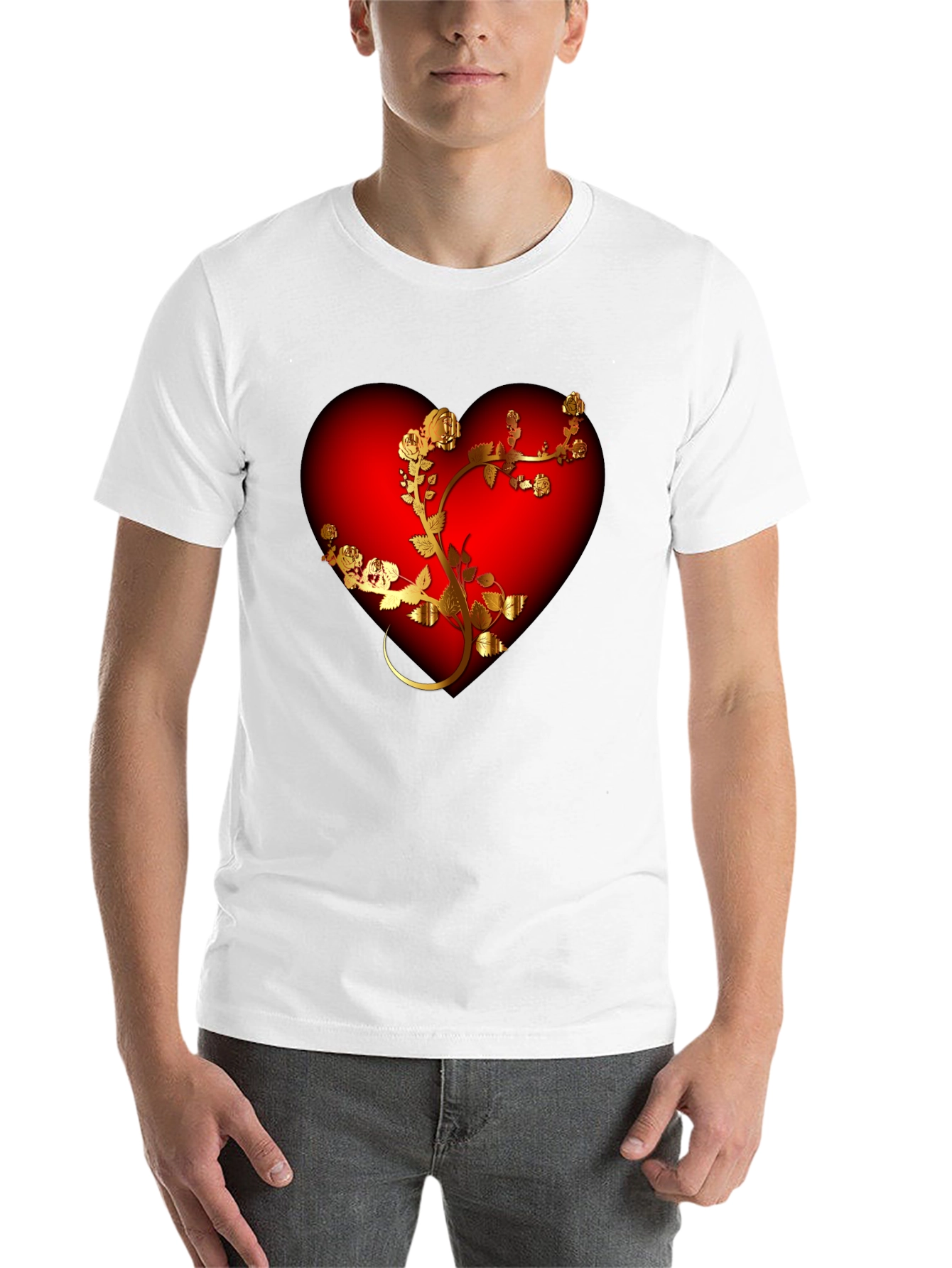 Black Romantic Heart & Rose T-Shirt - Black view 14