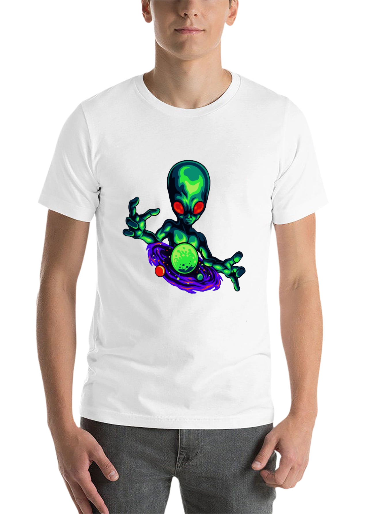 Black Alien Graphic T-Shirt - Black Cotton Blend view 14