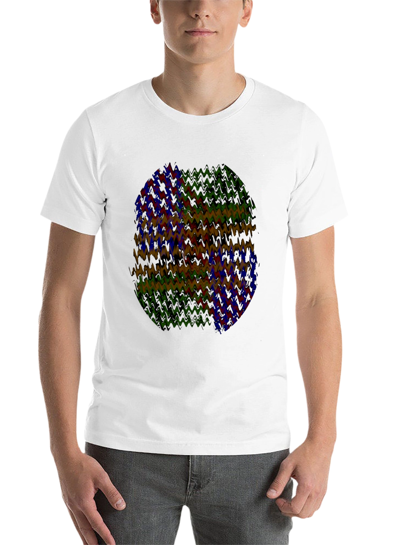 Black Abstract Wavy Pattern Black T-Shirt view 14
