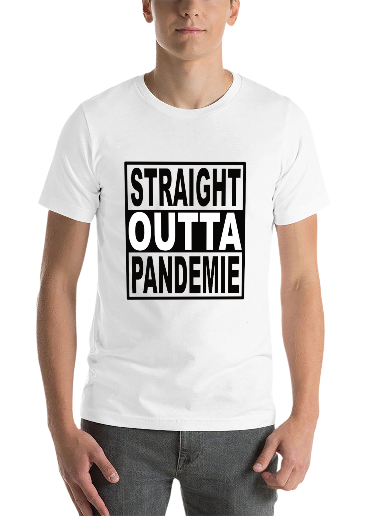 Black Straight Outta Pandemie Black T-Shirt view 14