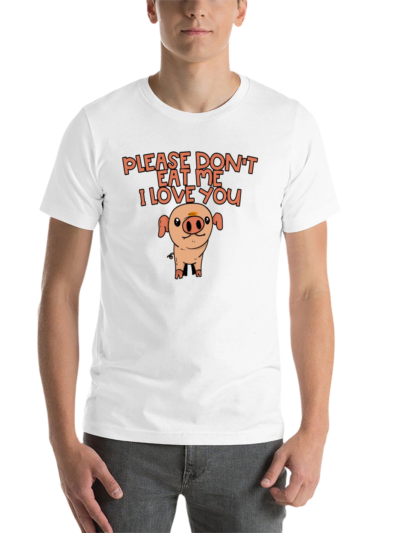 Black Cute Pig Black T-Shirt: Please Don't Eat Me view 14
