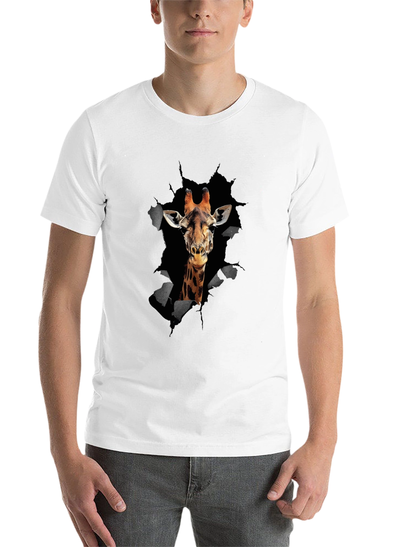 Black Giraffe Graphic Print Men's T-Shirt view 14