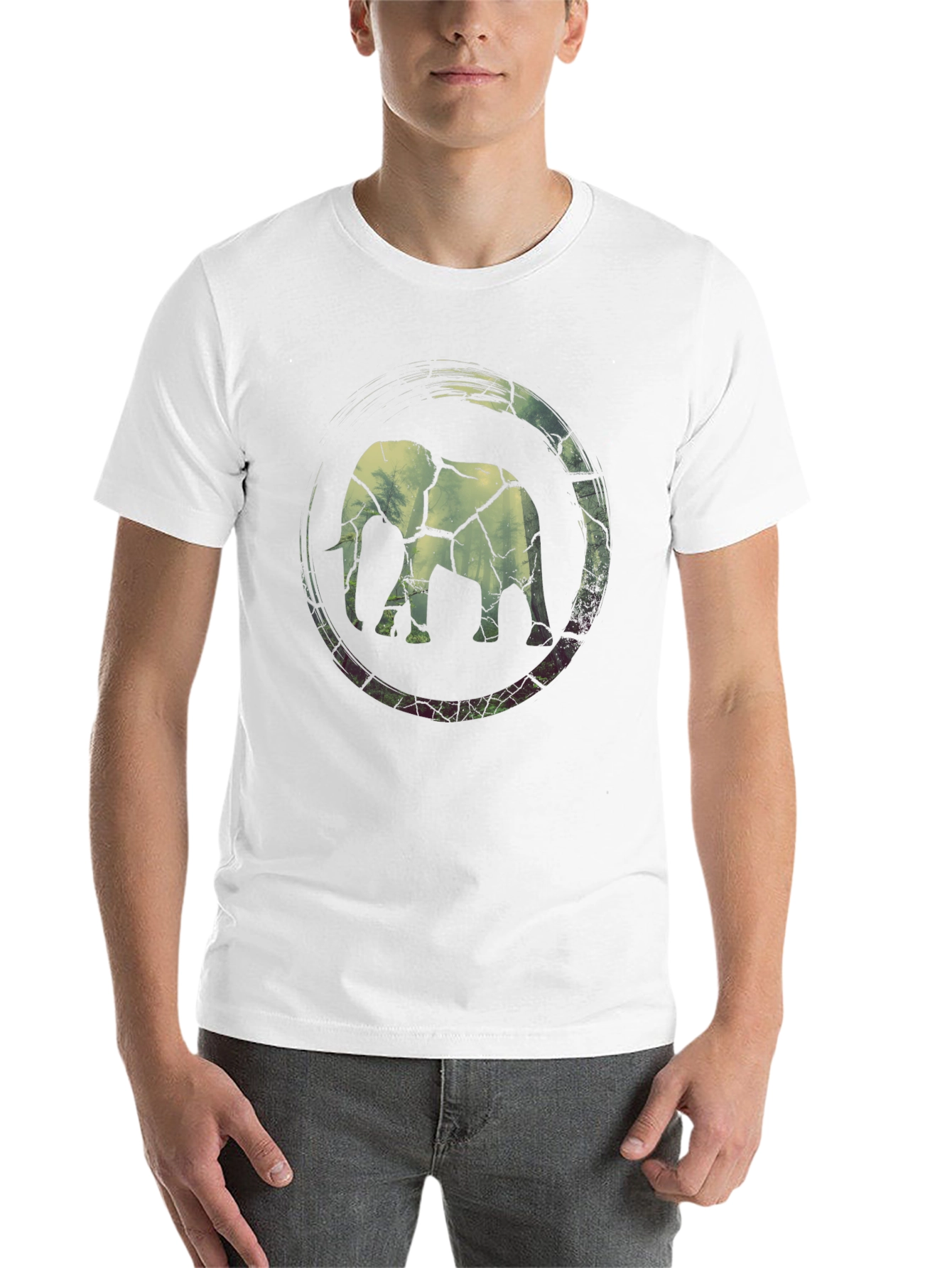 Black Elephant Graphic Print Black T-Shirt view 14