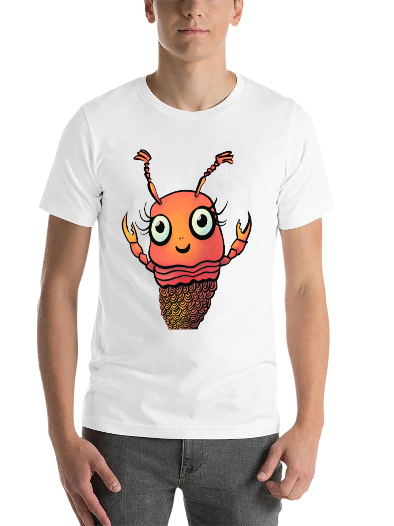 Black Funny Cartoon Lobster Graphic T-Shirt view 14