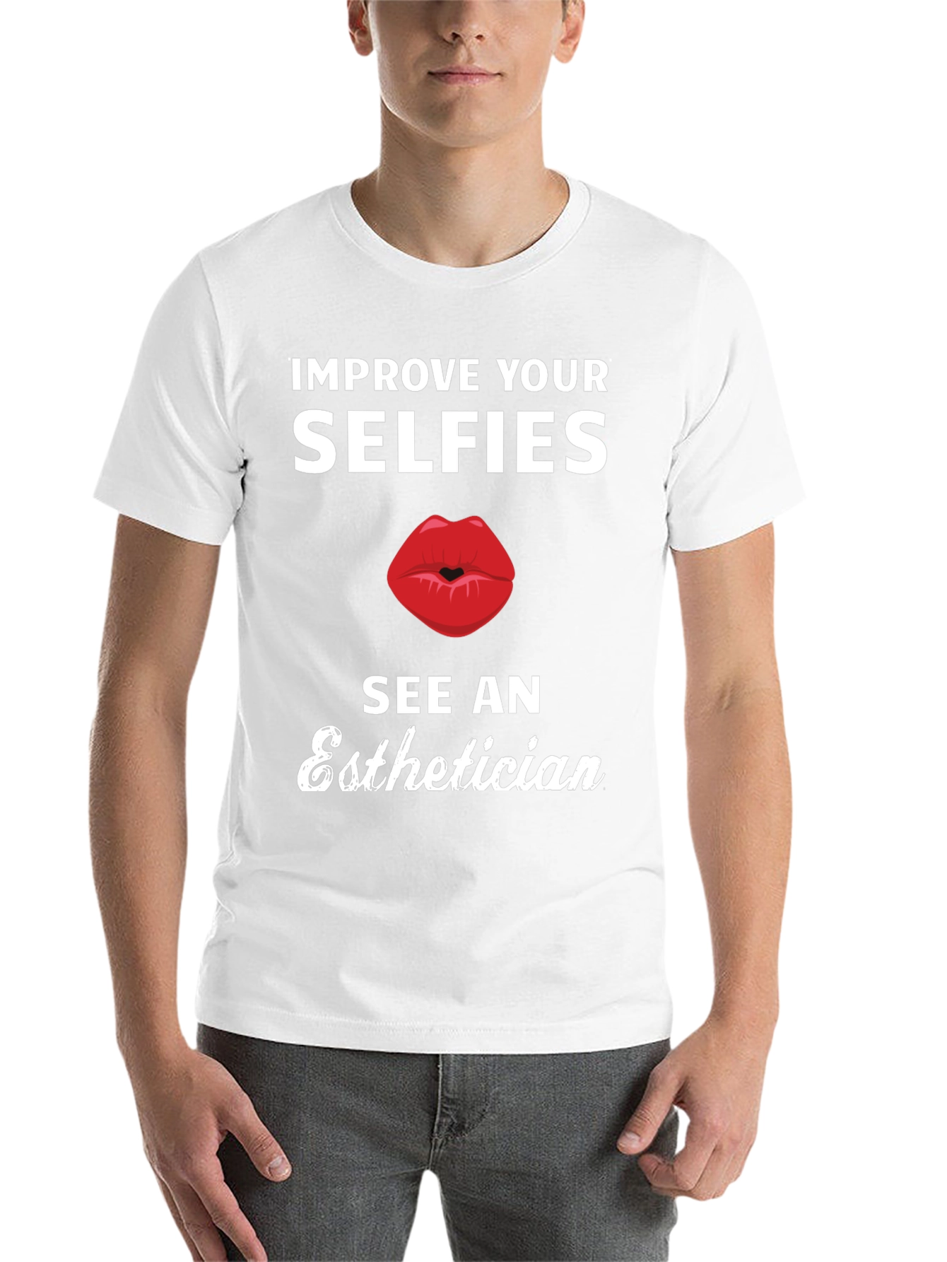 Black Improve Your Selfies Esthetician T-Shirt view 14