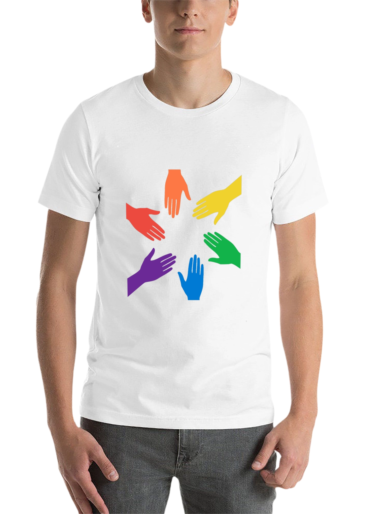 Black Unity Rainbow Hands Graphic T-Shirt view 14