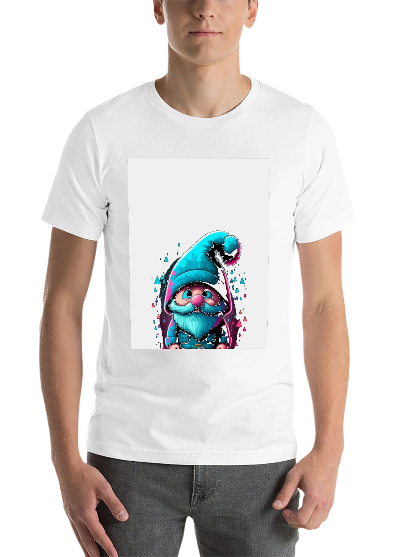 Black Whimsical Gnome Graphic Tee - Black Unisex T-Shirt view 14