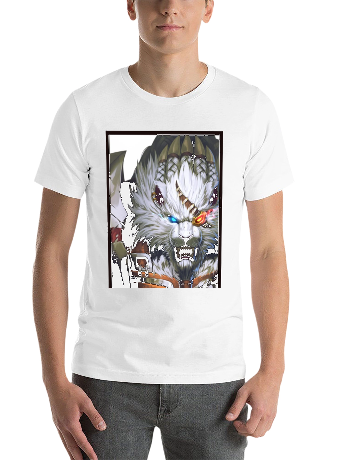 Black Bold Graphic Print Tee - Fierce Fantasy Wolf view 14