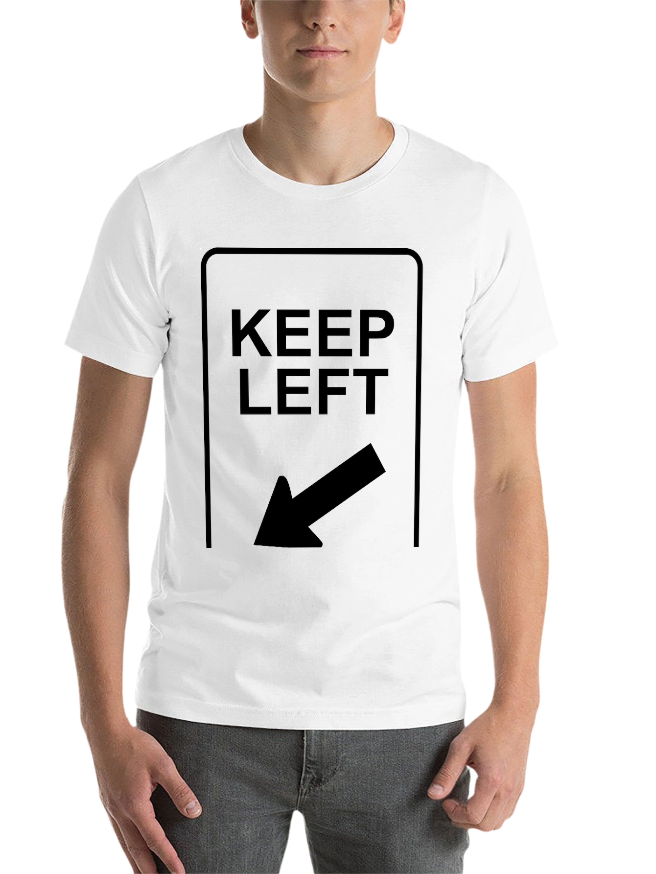 Black Keep Left T-Shirt - Directional Arrow Design view 14
