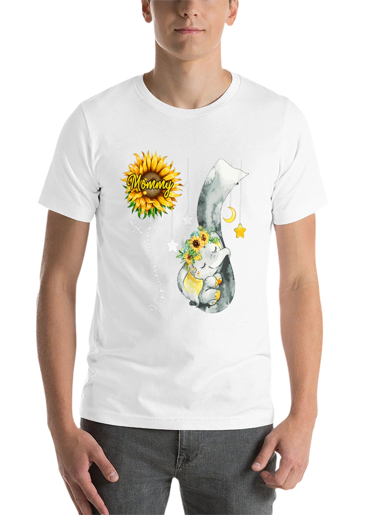 Black Mommy & Baby Elephant Sunflower T-Shirt view 14