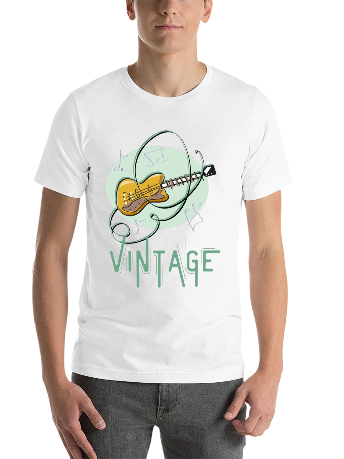 Black Vintage Guitar Music T-Shirt view 14