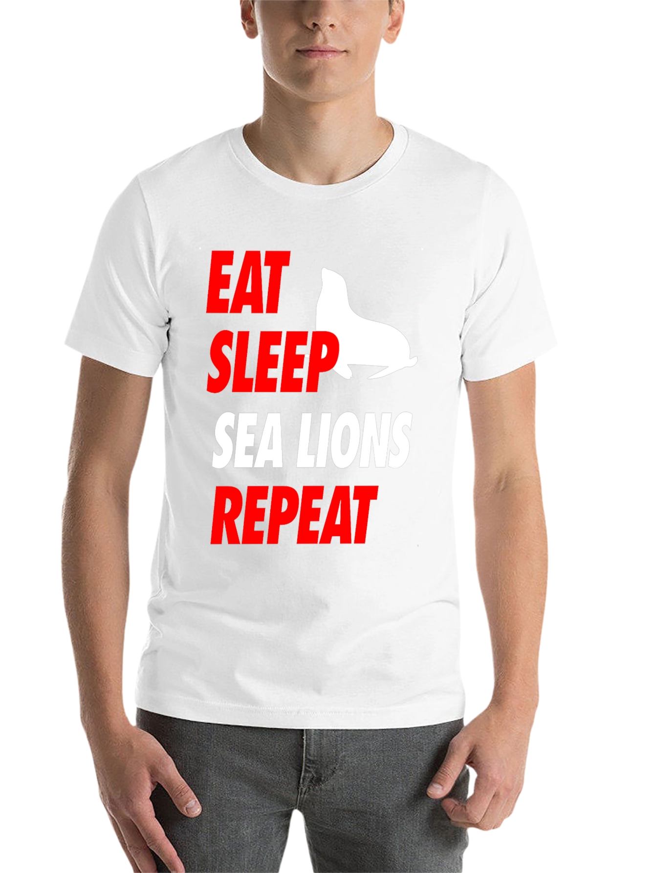 Black Eat Sleep Sea Lions Repeat Graphic Tee view 14