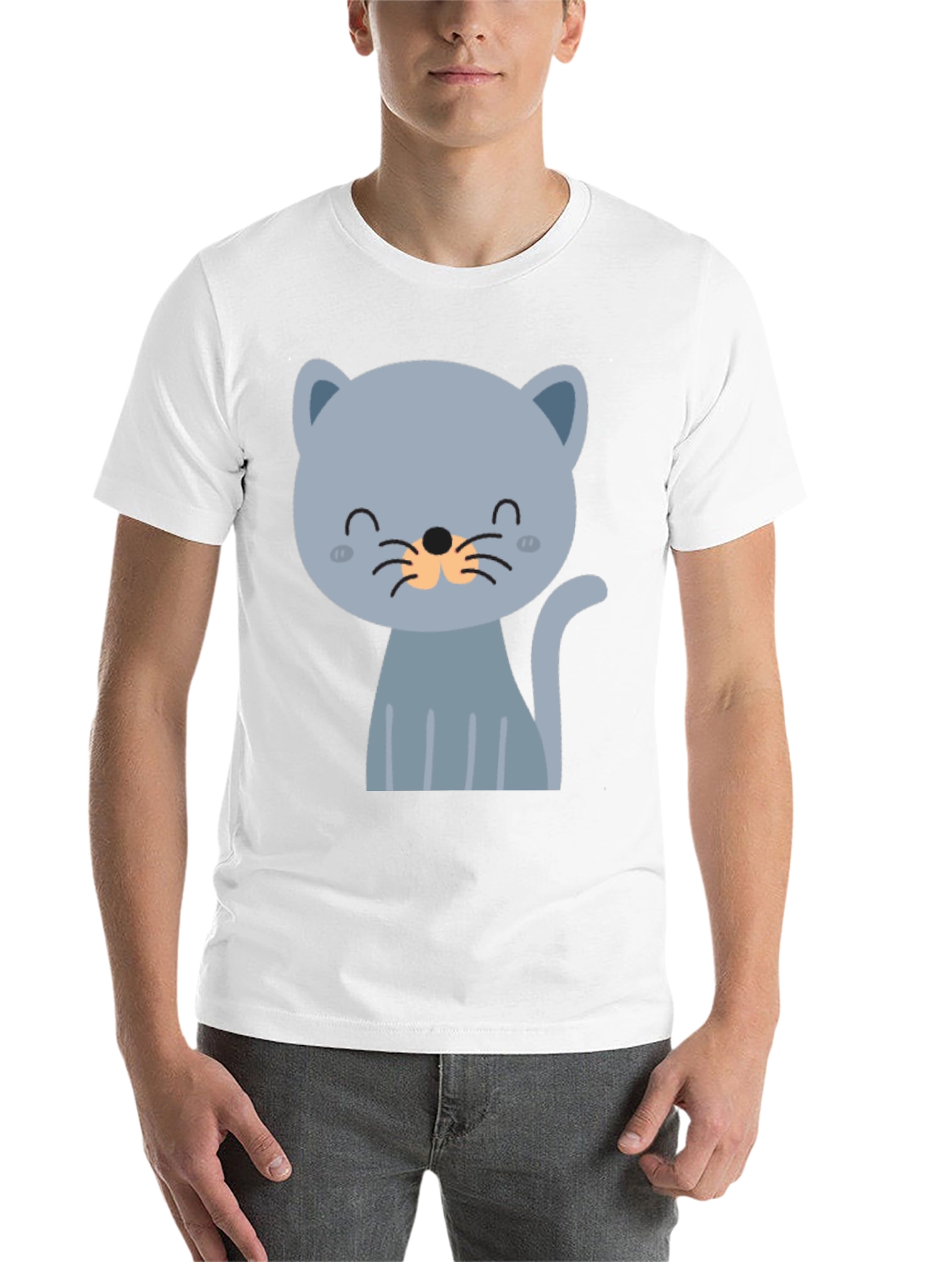 Black Cute Cartoon Cat Graphic T-Shirt view 14