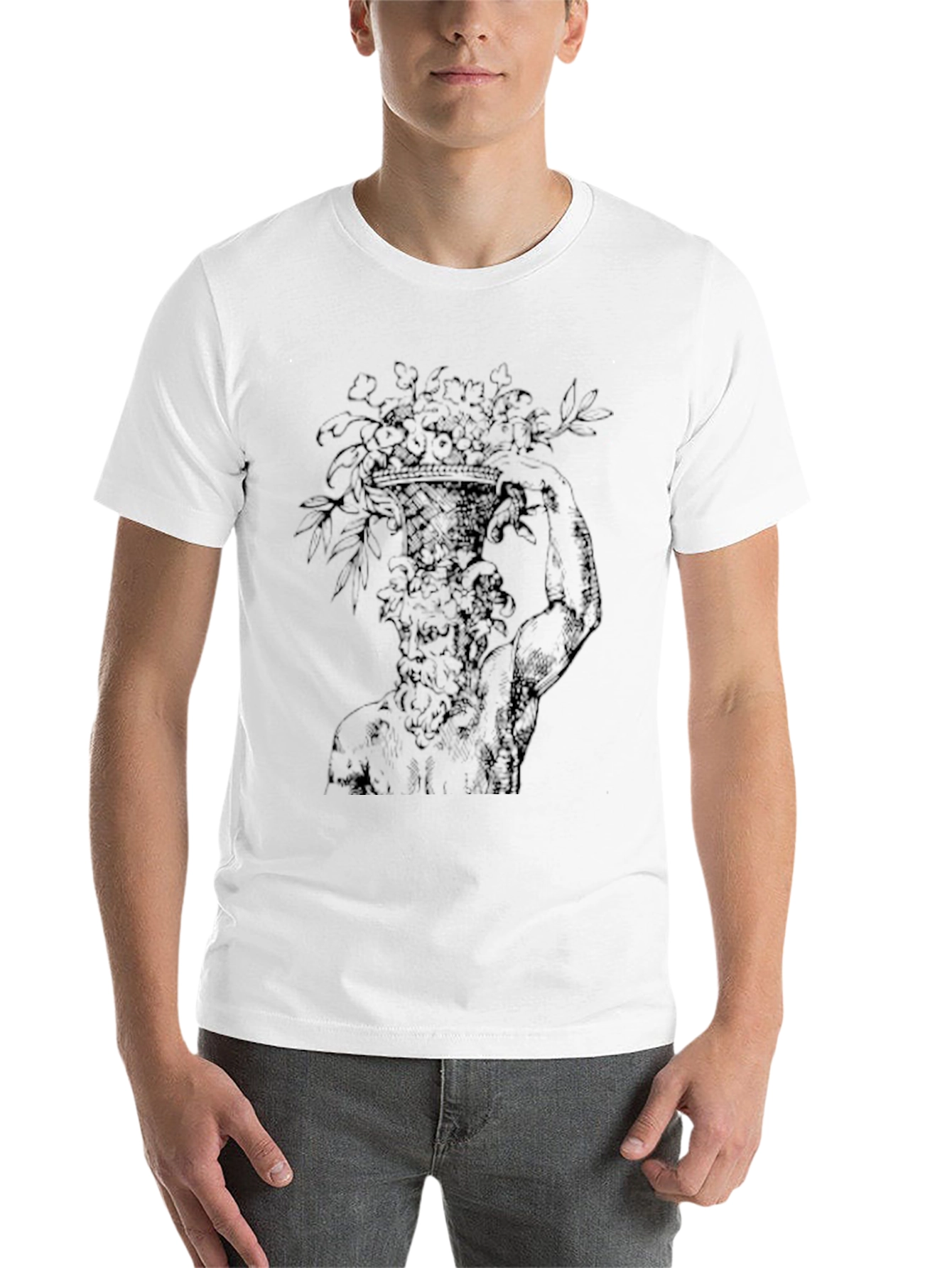 Black Floral Greek Statue Graphic Tee - Black view 14