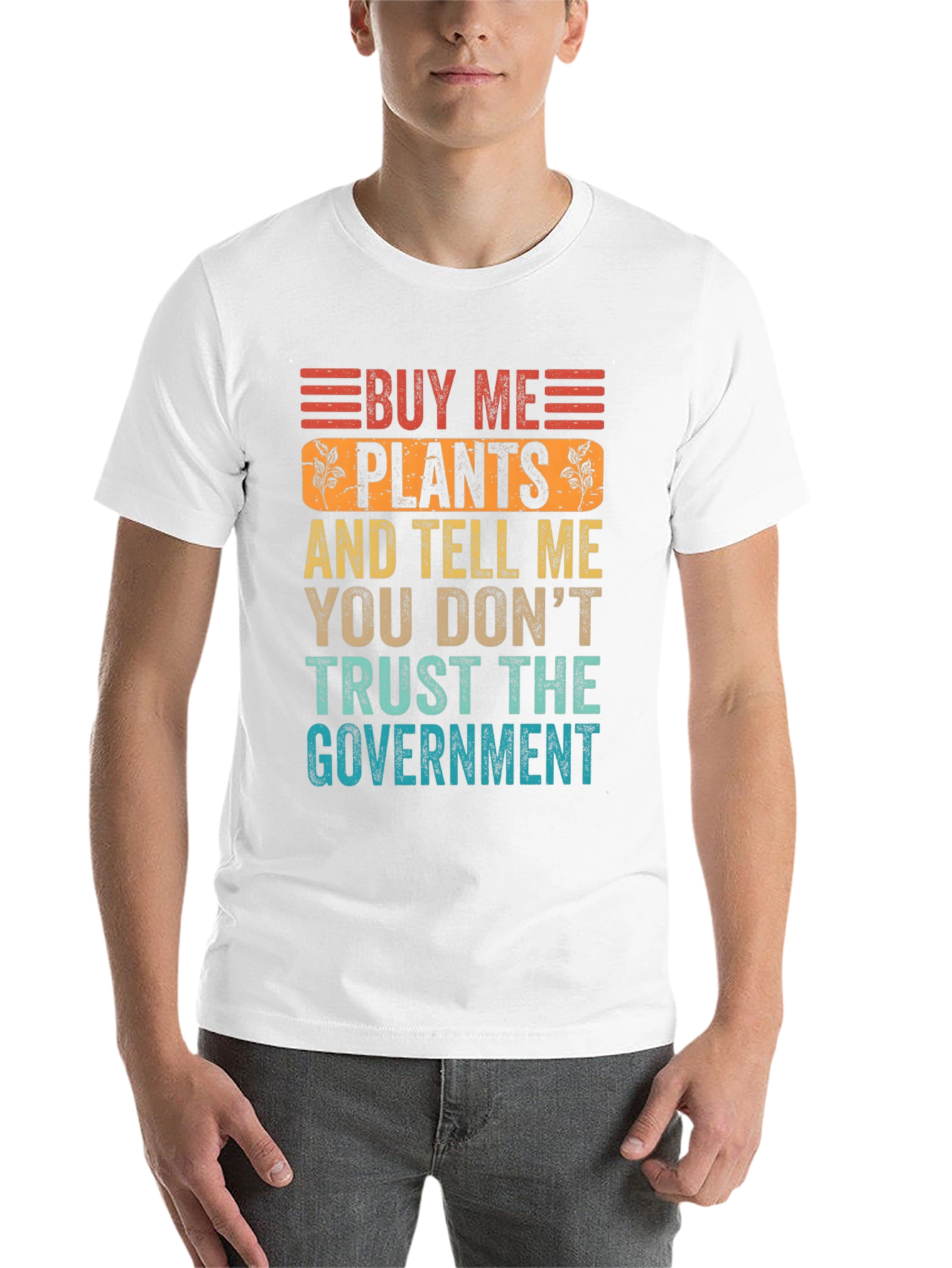 Black Buy Me Plants Funny Sarcastic Graphic T-Shirt view 14